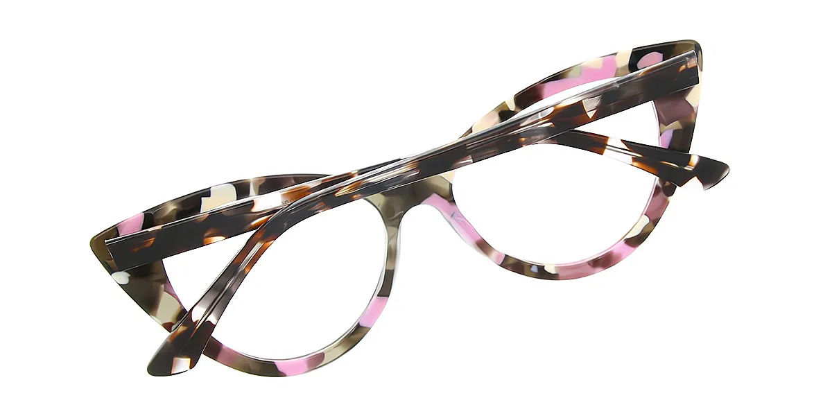 Multicolor Cat Eye Ornate Acetate Eyeglasses