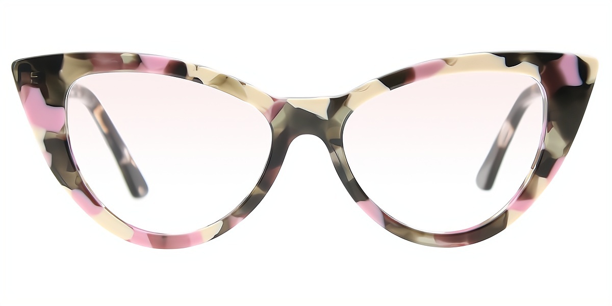 Multicolor Cat Eye Ornate Acetate Eyeglasses