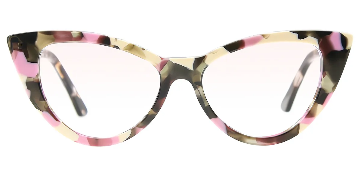 Multicolor Cat Eye Ornate Acetate Eyeglasses