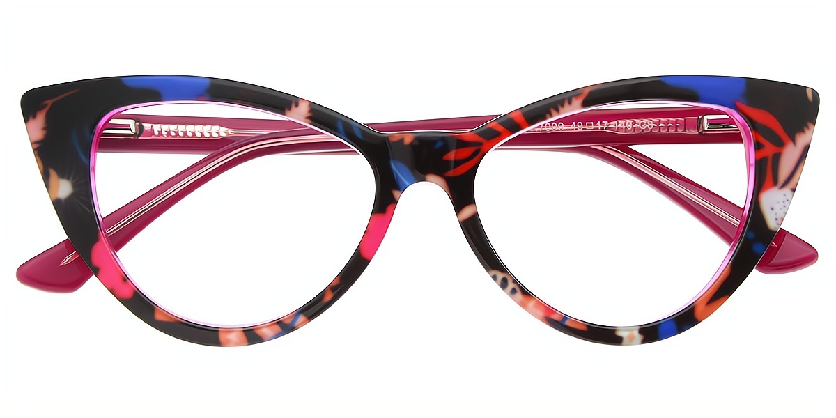 Floral Cat Eye Ornate Acetate Eyeglasses