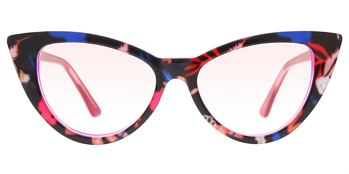 Floral Cat Eye Ornate Acetate Eyeglasses