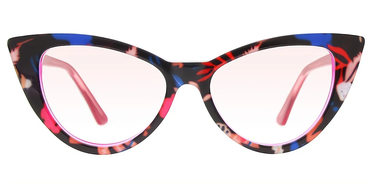 Floral Cat Eye Ornate Acetate Eyeglasses