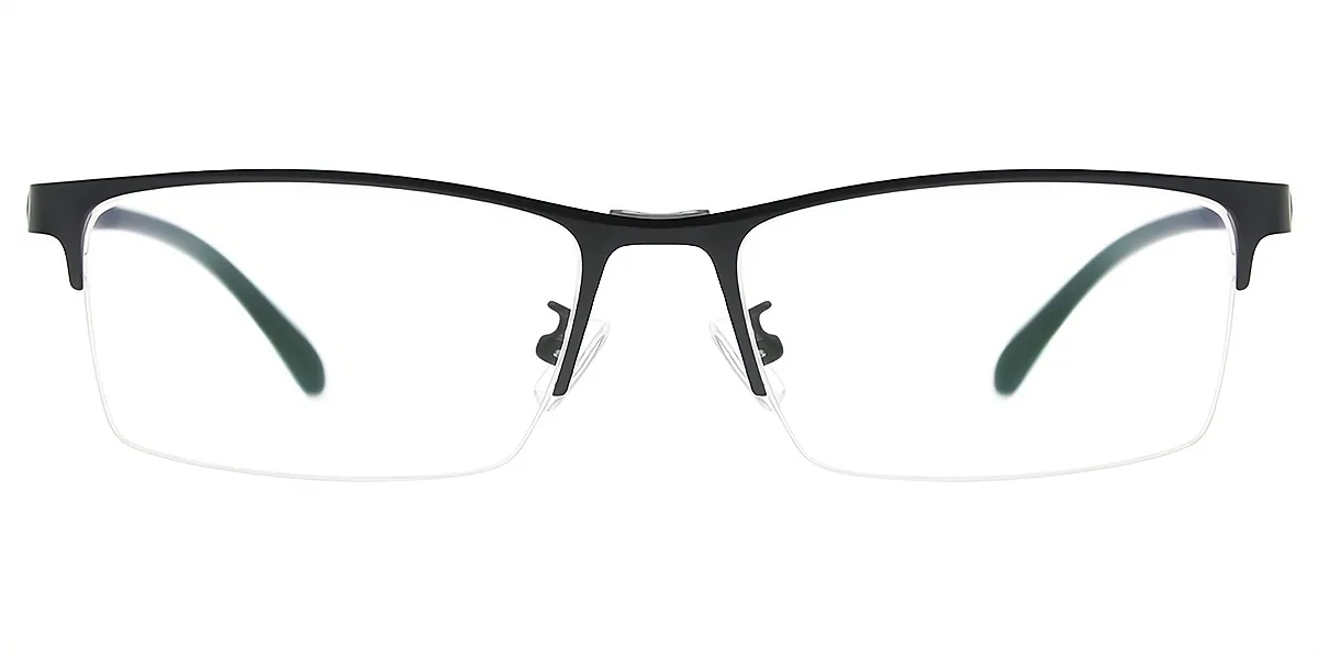 Black Rectangle Classic Sun-clip Mixed Materials Eyeglasses