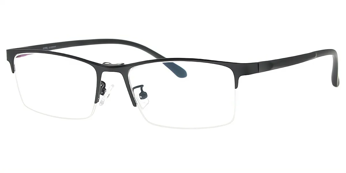 Black Rectangle Classic Sun-clip Mixed Materials Eyeglasses