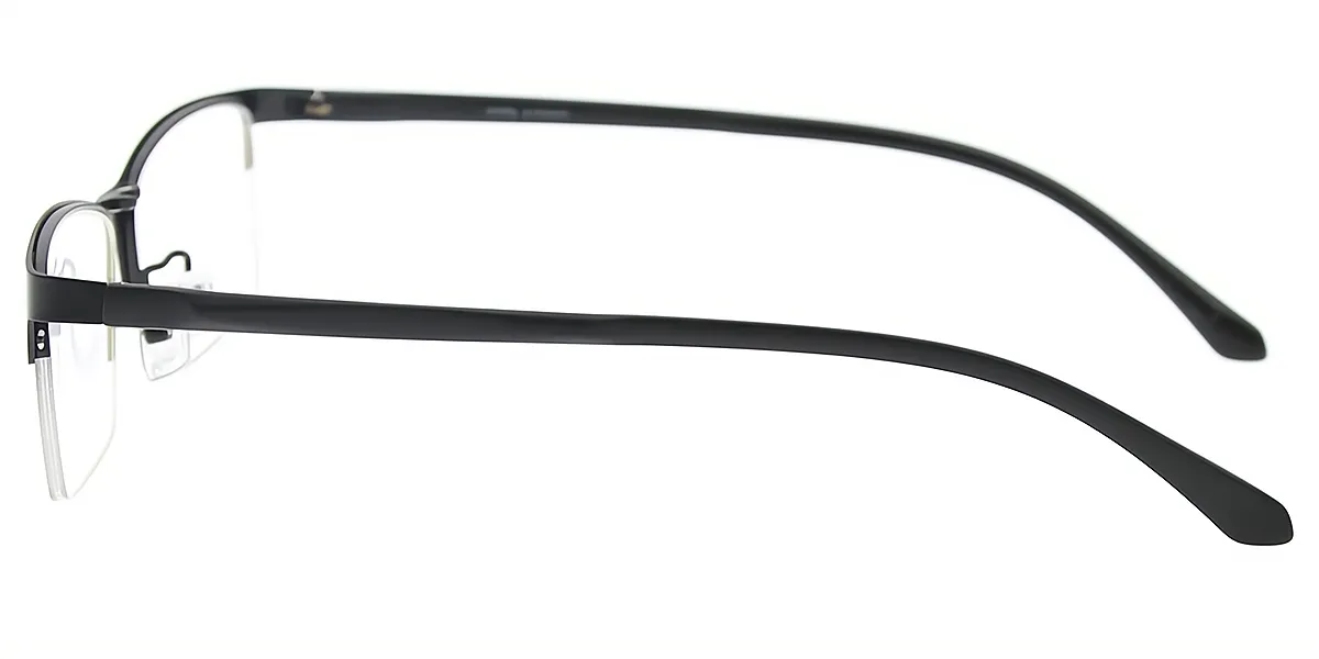 Black Rectangle Classic Sun-clip Mixed Materials Eyeglasses