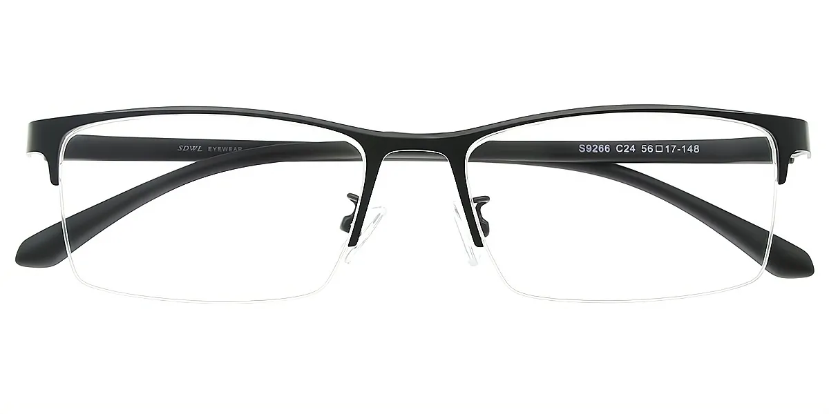 Black Rectangle Classic Sun-clip Mixed Materials Eyeglasses