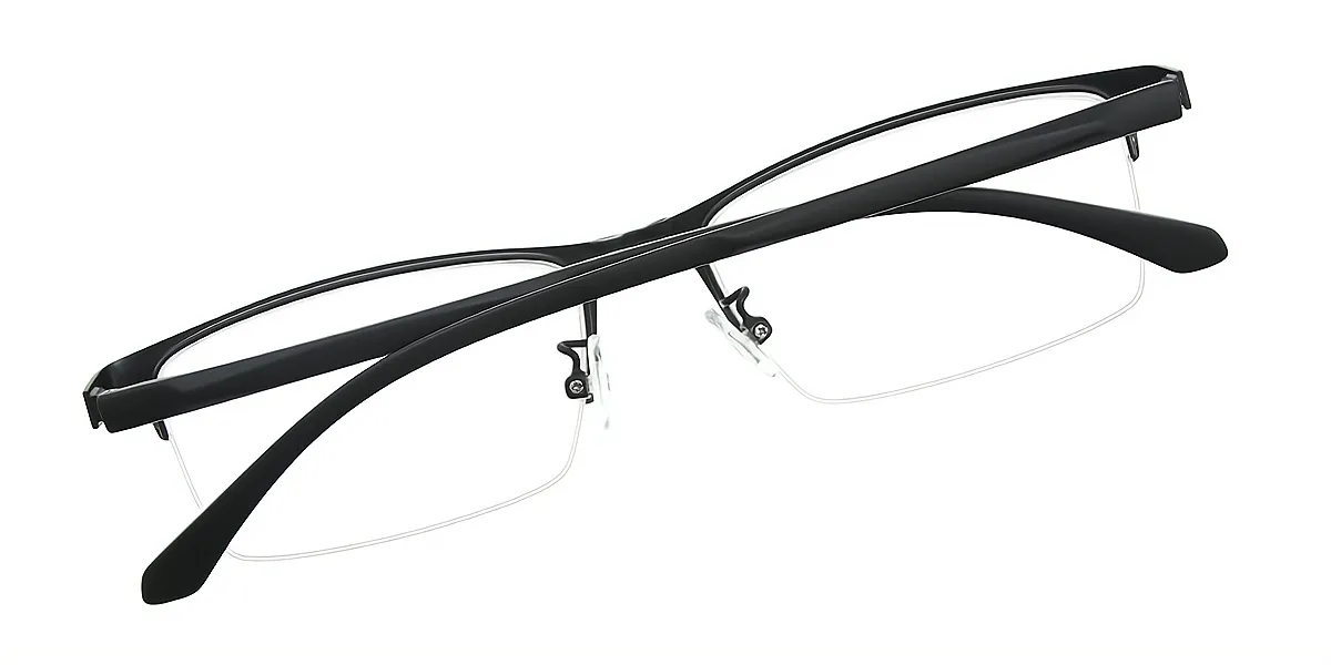 Black Rectangle Classic Sun-clip Mixed Materials Eyeglasses