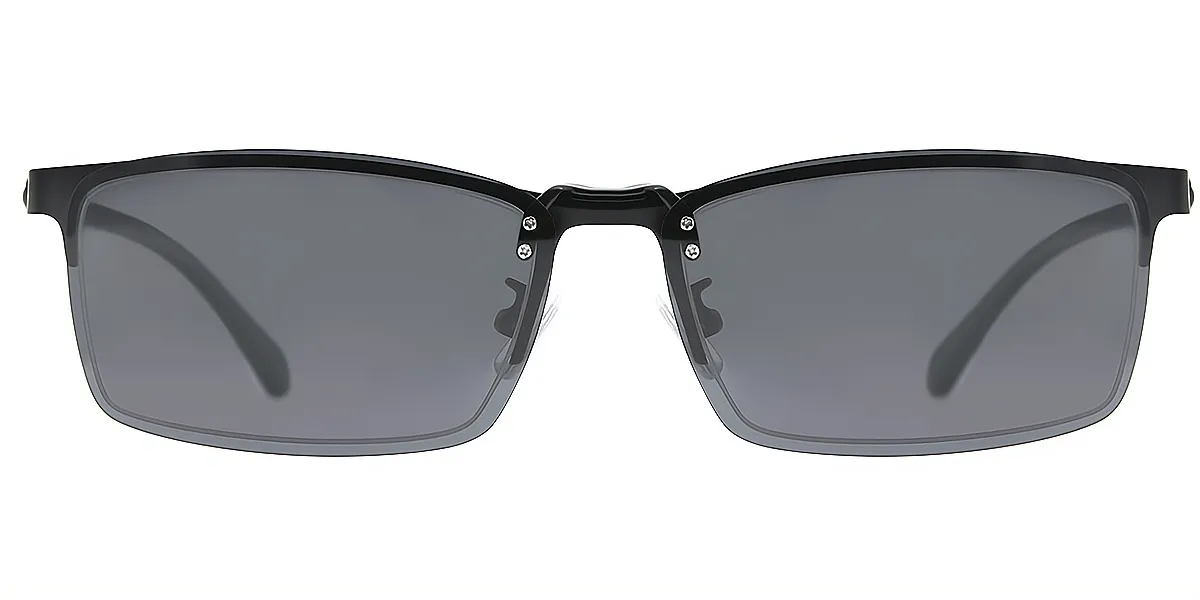 Black Rectangle Classic Sun-clip Mixed Materials Eyeglasses