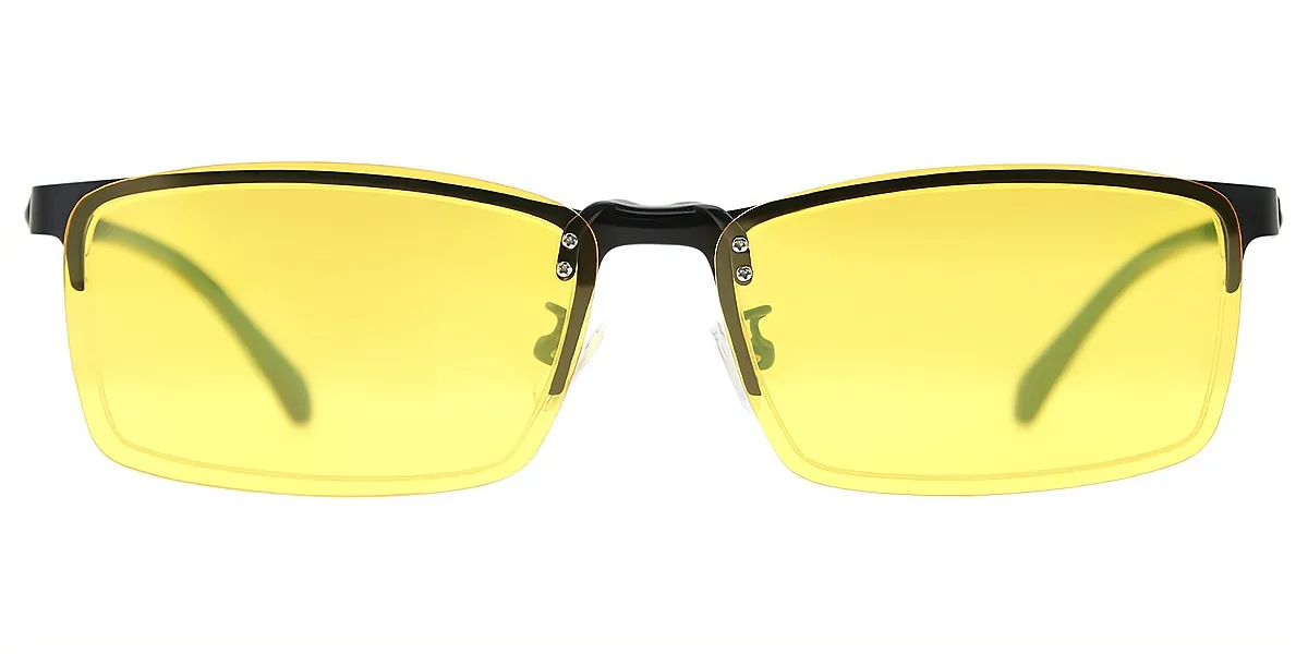 Black Rectangle Classic Sun-clip Mixed Materials Eyeglasses