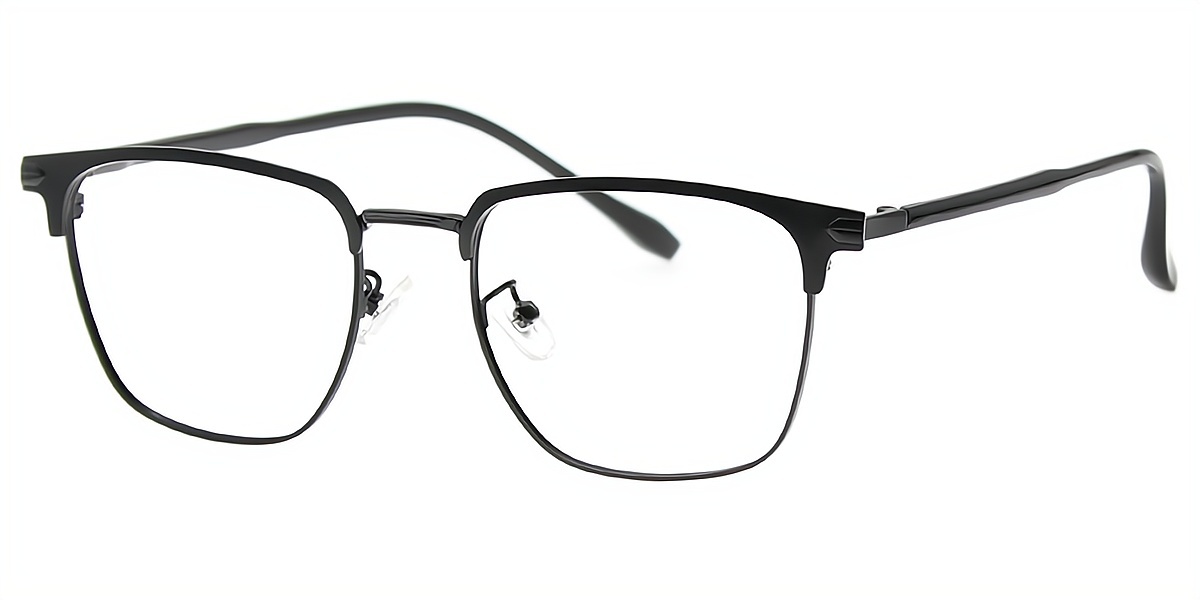 Black Browline Classic Metal Eyeglasses