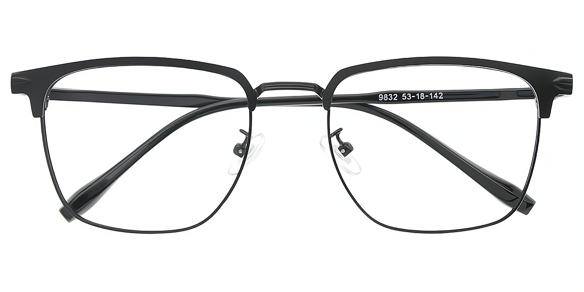 Black Browline Classic Metal Eyeglasses