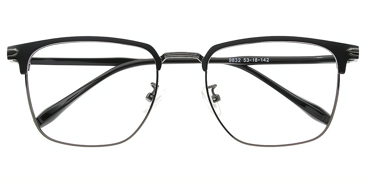 Gray Browline Classic Metal Eyeglasses