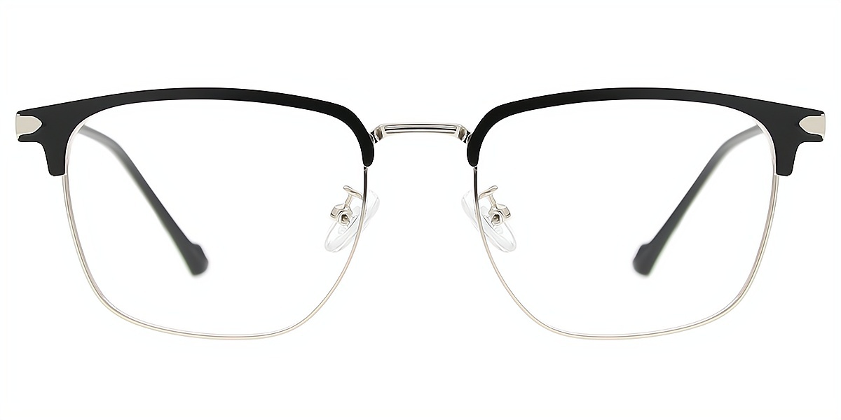 Silver Rectangle Classic Metal Eyeglasses
