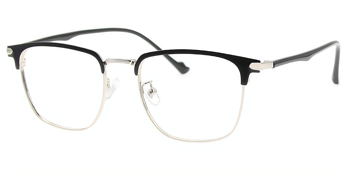 Silver Rectangle Classic Metal Eyeglasses