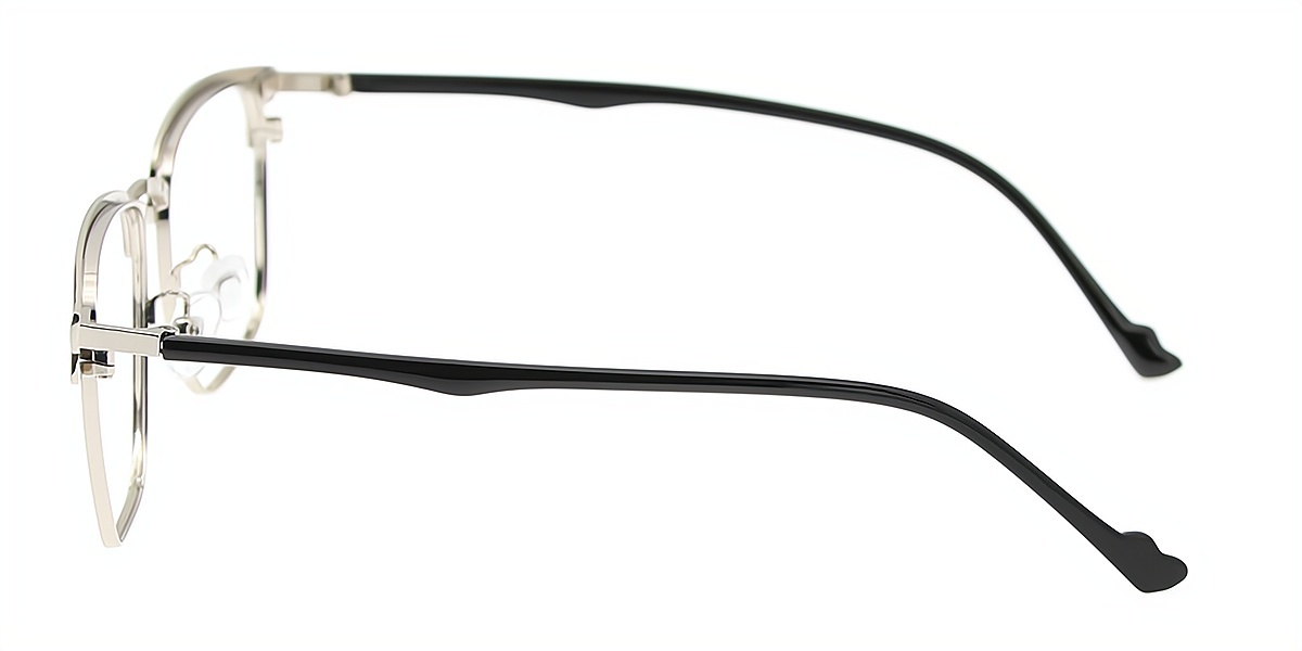 Silver Rectangle Classic Metal Eyeglasses