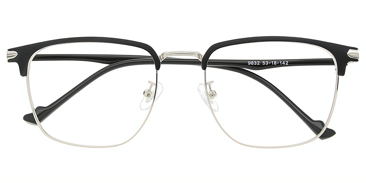 Silver Rectangle Classic Metal Eyeglasses