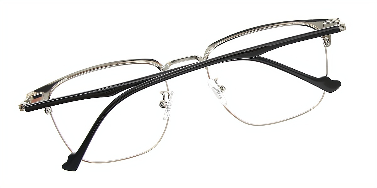 Silver Rectangle Classic Metal Eyeglasses