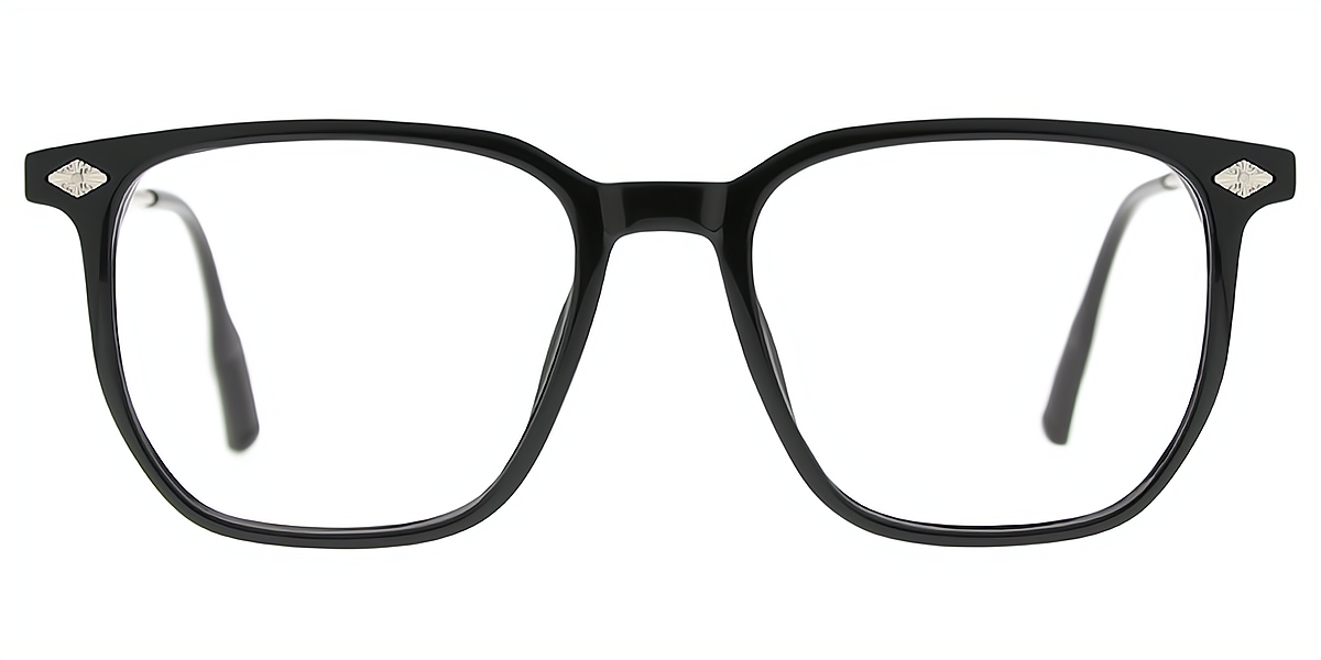 Black Silver Geometric Elegant TR90 Eyeglasses