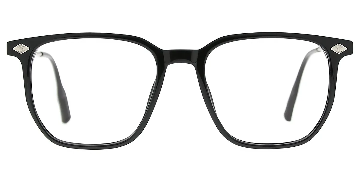 Black Silver Geometric Elegant TR90 Eyeglasses