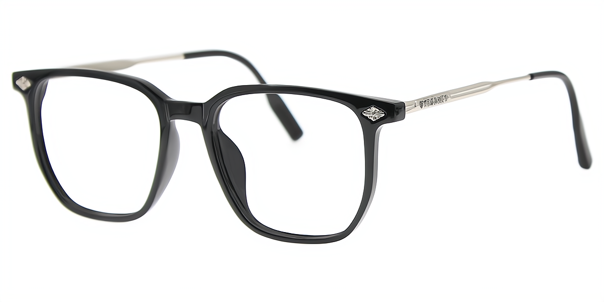Black Silver Geometric Elegant TR90 Eyeglasses
