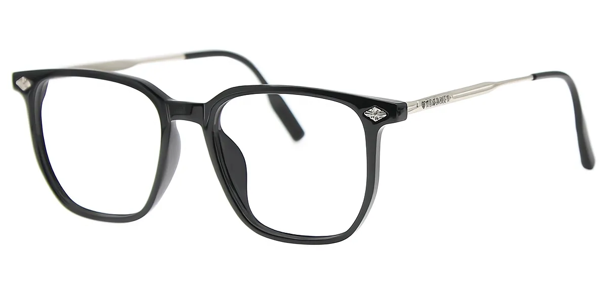 Black Silver Geometric Elegant TR90 Eyeglasses