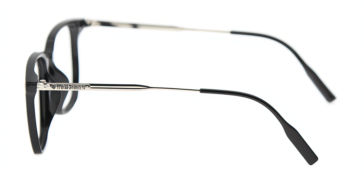 Black Silver Geometric Elegant TR90 Eyeglasses