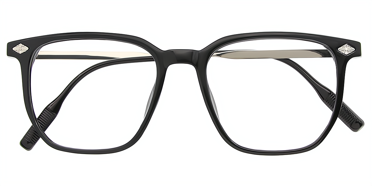 Black Silver Geometric Elegant TR90 Eyeglasses