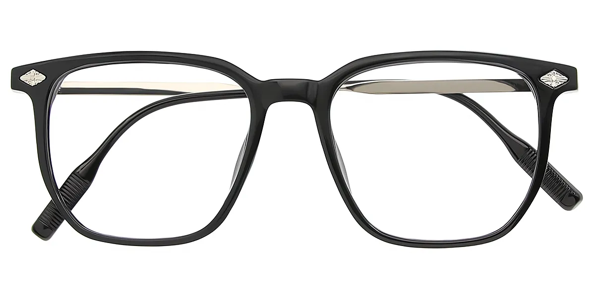 Black Silver Geometric Elegant TR90 Eyeglasses