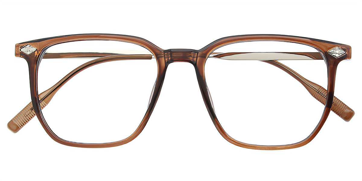 Brown Geometric Elegant TR90 Eyeglasses