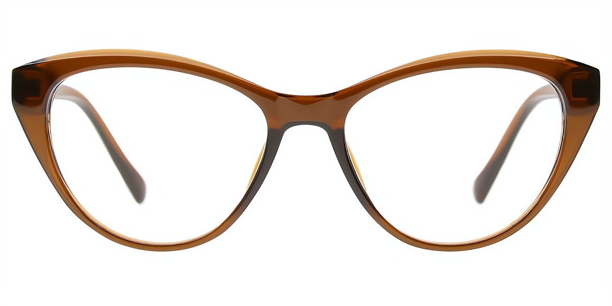 Brown Cat Eye Geek-Chic Plastic Eyeglasses