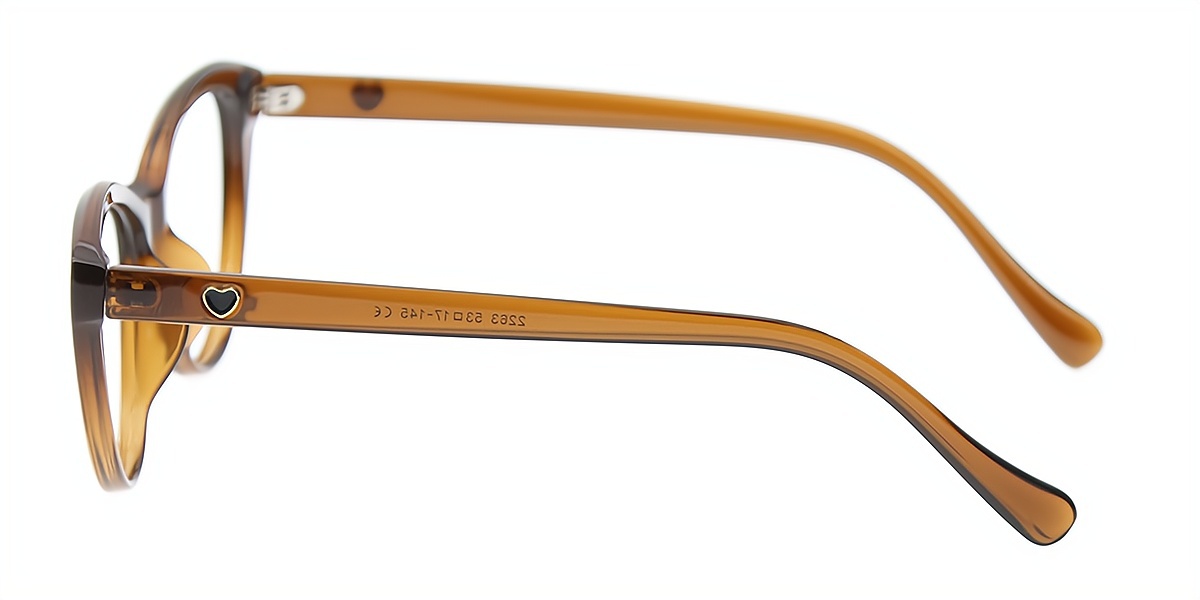 Brown Cat Eye Geek-Chic Plastic Eyeglasses