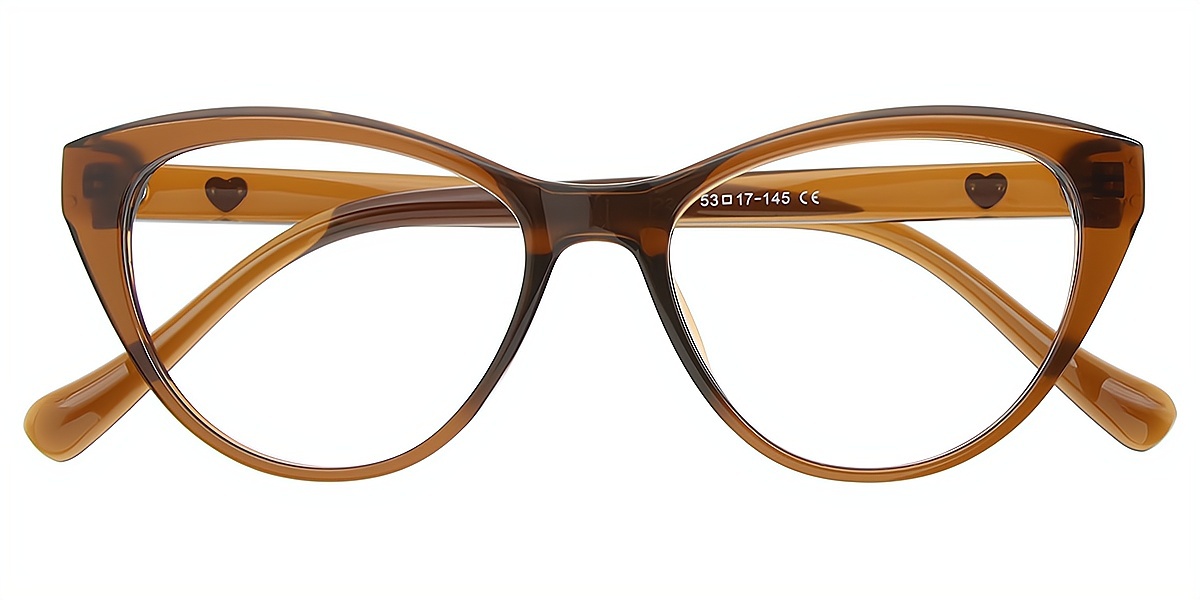 Brown Cat Eye Geek-Chic Plastic Eyeglasses