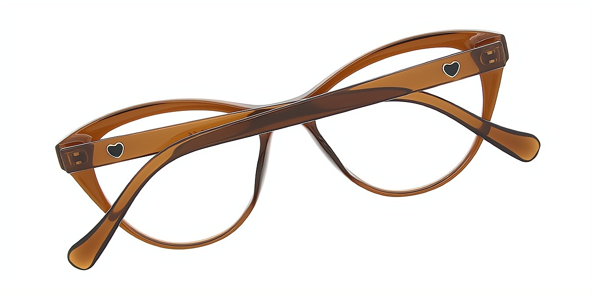 Brown Cat Eye Geek-Chic Plastic Eyeglasses