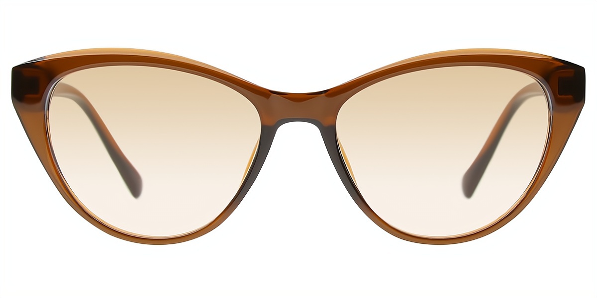 Brown Cat Eye Geek-Chic Plastic Eyeglasses