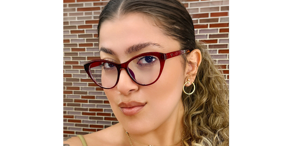 Red Cat Eye Geek-Chic Plastic Eyeglasses