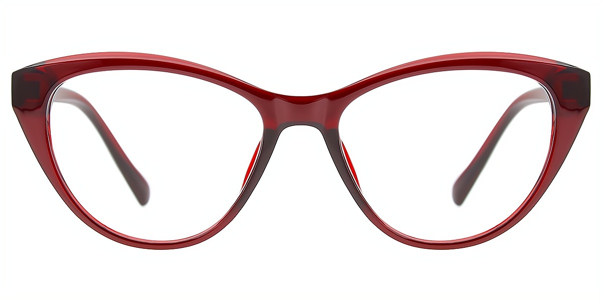 Red Cat Eye Geek-Chic Plastic Eyeglasses