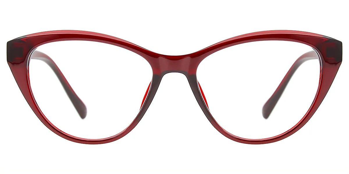 Red Cat Eye Geek-Chic Plastic Eyeglasses