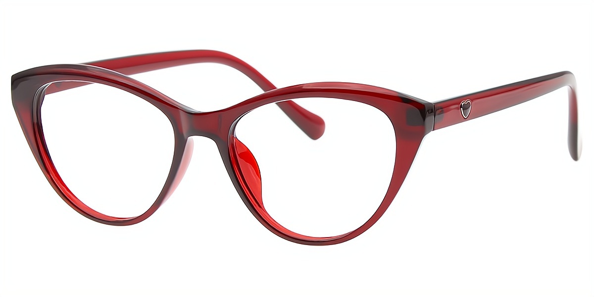 Red Cat Eye Geek-Chic Plastic Eyeglasses