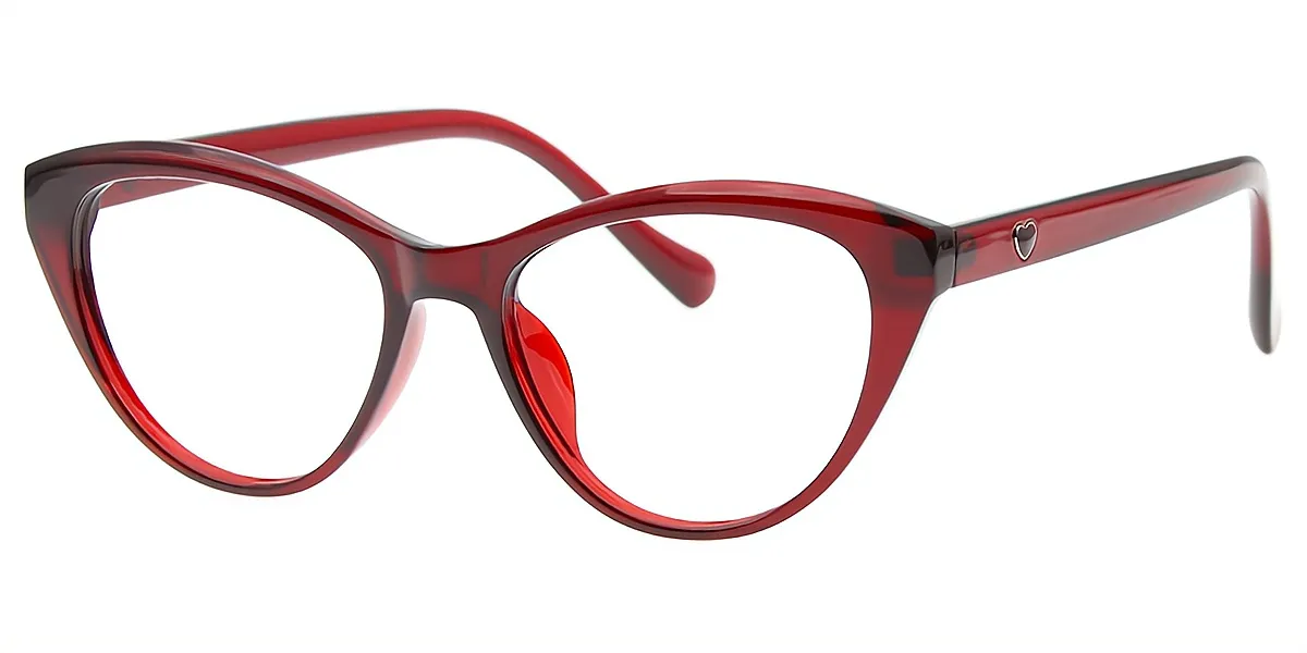 Red Cat Eye Geek-Chic Plastic Eyeglasses