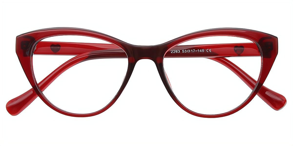 Red Cat Eye Geek-Chic Plastic Eyeglasses