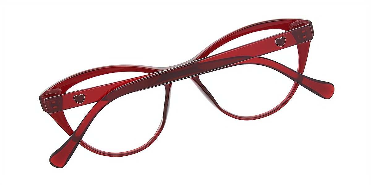 Red Cat Eye Geek-Chic Plastic Eyeglasses
