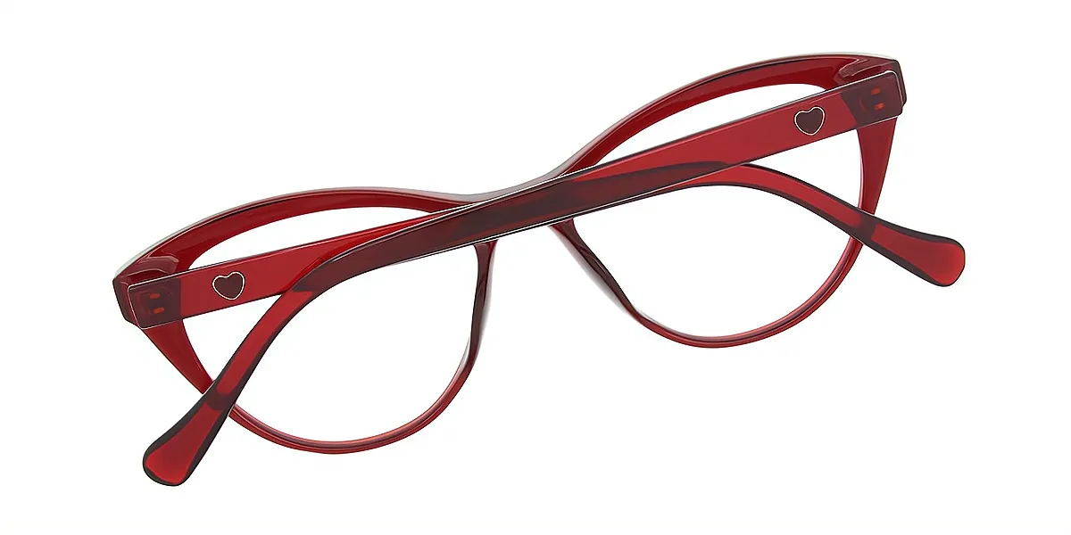 Red Cat Eye Geek-Chic Plastic Eyeglasses