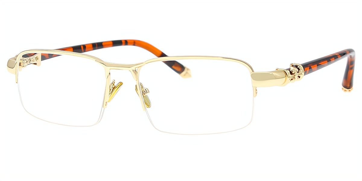 Golden Rectangle Chic Metal Eyeglasses