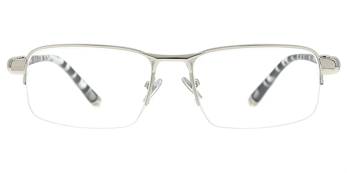 Silver Rectangle Chic Metal Eyeglasses