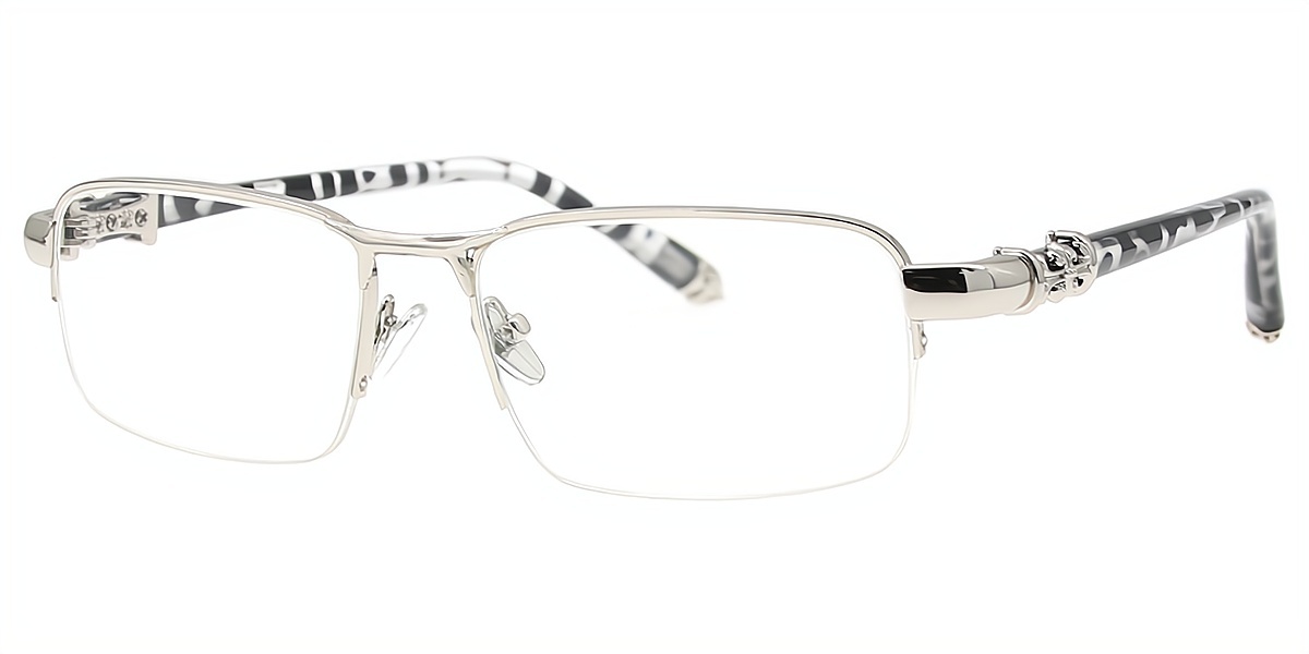 Silver Rectangle Chic Metal Eyeglasses