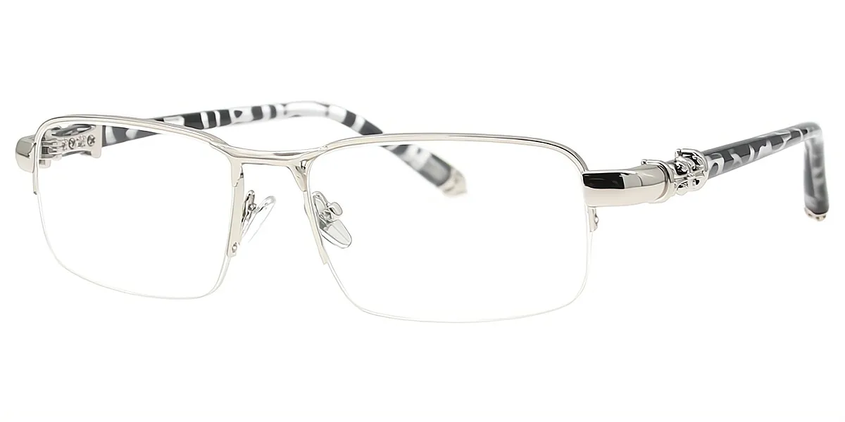 Silver Rectangle Chic Metal Eyeglasses