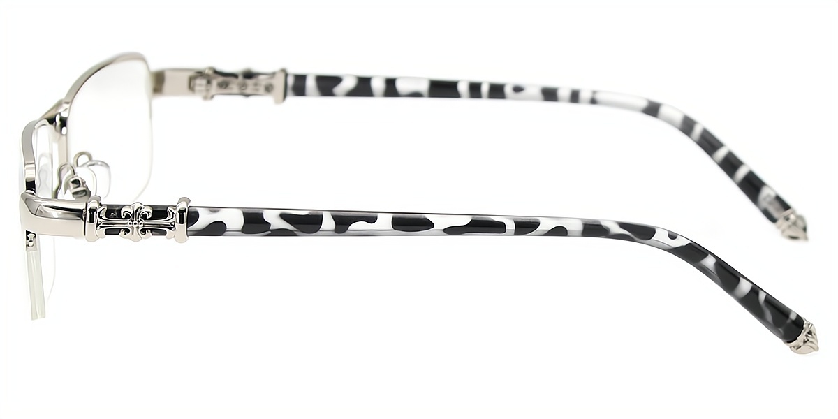 Silver Rectangle Chic Metal Eyeglasses