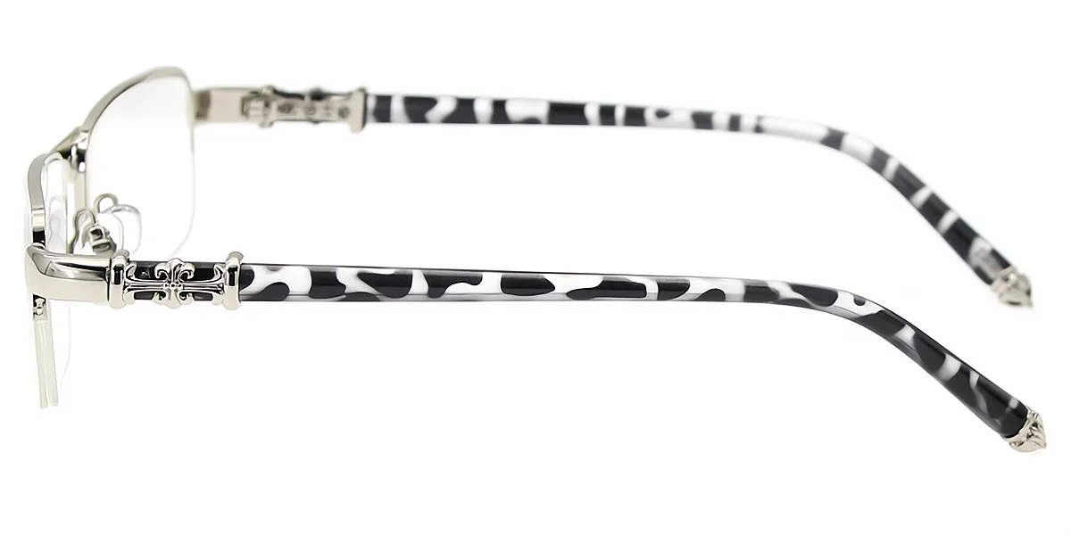 Silver Rectangle Chic Metal Eyeglasses