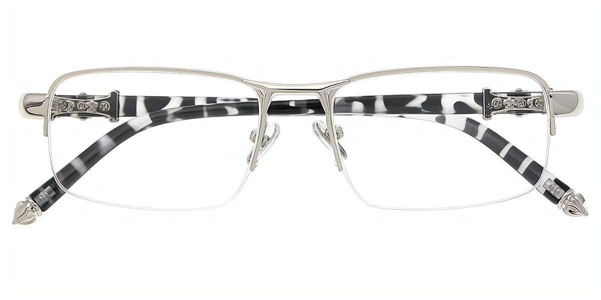 Silver Rectangle Chic Metal Eyeglasses