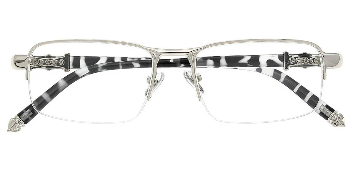 Silver Rectangle Chic Metal Eyeglasses
